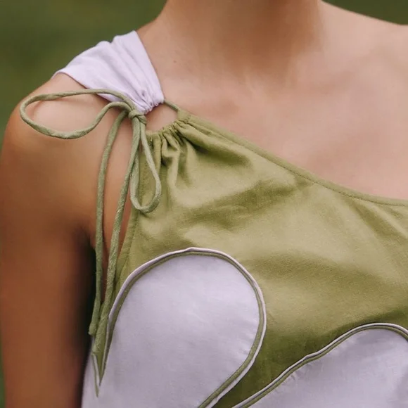 New FARM Rio x Anthropologie One-Shoulder Linen Mini Dress